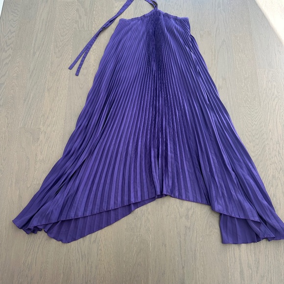 L'IDEE Deesse Purple Pleated Halter Maxi Dress Viola US 8 - Picture 2 of 10